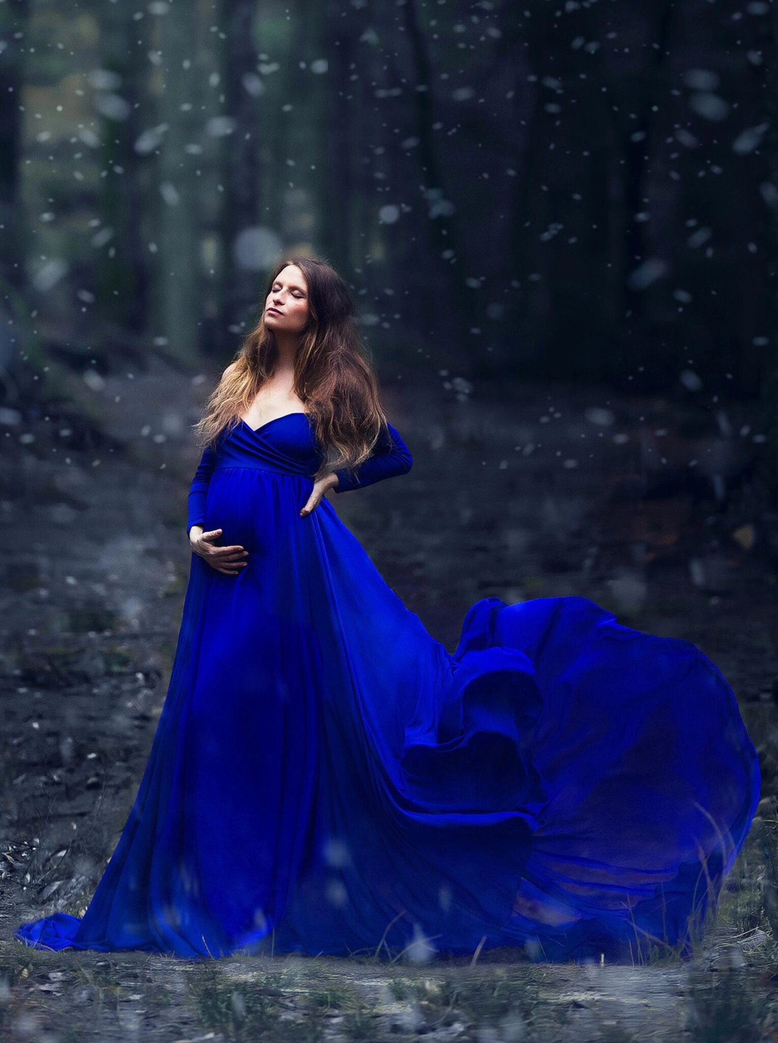 Maternity photoshoot dress blue best sale